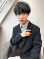 20代30代韓流☆ツイストパーマショートマッシュアッシュブラック