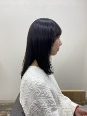 ロングボブナチュラルブラック髪質改善トリートメント【呉広島】