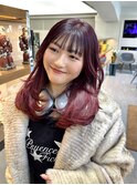 #赤髪#赤紫カラー#レイヤーカット#レイヤー