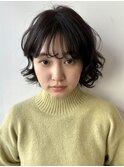 デジタルパーマ ブルーブラック イメチェン　ボブパーマ