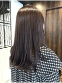 ロングショートワンカールパーマカーキグレージュ前髪錦糸町