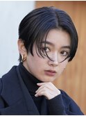 横浜西口大人ショートボブ前髪なしココアベージュ韓国30代40代