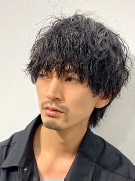 オルト(Altn) 大人の波巻きスパイラルパーマミディアムロングメンズカットヘア