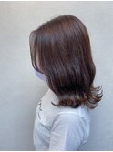 マロンブラウン_マロンベージュ Aラインボブ かきあげ