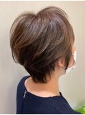 ふんわりショート/白髪ぼかしハイライト/大人女性/50代/60代