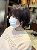 丸みショート/前髪/顔周りカット/濱崎優/透明感カラー