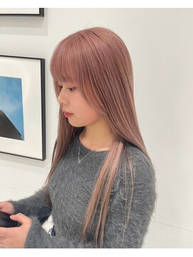 ハイブ 金沢(Hive) ピンクベージュストレート顔周りカットニュアンスカラー10代20代