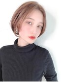 say.こなれミディ前髪なしショートボブミルクティーイメチェン