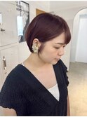 【Meenaハザマ】耳掛けショートボブ×カシスピンクカラー