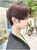 透明感カラー ボブ 前髪 ショート カラー ブリーチ&ダブルカラー
