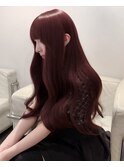 ba19679_ワインレッドブリーチなし透明感カラーワンホンヘア艶髪