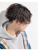 センターパート波巻きパーマ