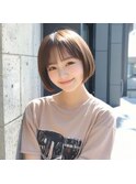 切りっぱなしボブ×ベージュ