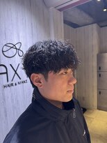 新宿シャドウパーマメンズマッシュウルフカット緩め波巻きパーマ
