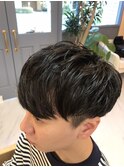 ツ一ブロックグラレイヤー束感ショ一ト
