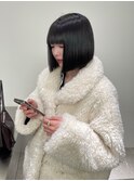 切りっぱなしボブ/ストレートボブ/地毛風カラー/黒髪ボブ