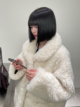 ステン(sten) 切りっぱなしボブ/ストレートボブ/地毛風カラー/黒髪ボブ