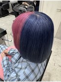 ピンクブルー ツートーンボブ