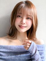リヤン 表参道(lyann)&nbsp;ナチュラルカール斜めバングセミディ小顔カット夏薄めバング