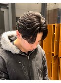 フェザーパーマ×センターパート