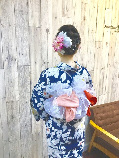 ゆかたの着付けとヘアセットは岡山表町のヘアースペースムーンへ