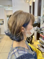 ヘアアーク(HAIR arc)&nbsp;ミルクべージユ＆インディゴブルー裾カラー【奏の杜】【本八幡】