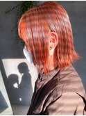 外はねボブ、フェイスフレーミングカラー、オレンジ