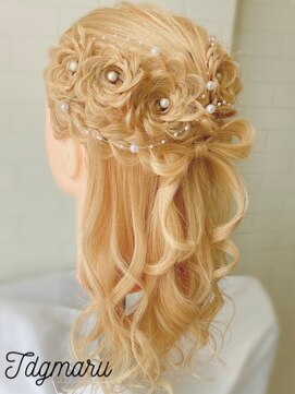 タグマル フルールヘア風ヘア☆お花リボンハート1つ+300円3つめから+5分