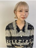 ホワイトブロンド/ボブ/フェザーバング_下北沢