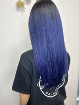 ジウ 上通り(JIU)&nbsp;20代30代小顔ゆるふわロンググラデーションネイビー