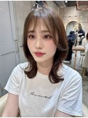 ◯シアーカラーセミディカール姫カットレイヤーシースルーバング