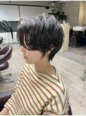 大人ショートボブ丸みショートカットマッシュショート前髪あり