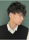 マッシュパーマ/スペインカールニュアンスパーマ/ダークアッシュ
