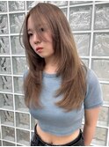 ミルクティーベージュダブルカラーハイトーンレイヤーカット韓国