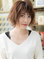 カバーヘア イヴ 戸頭店(COVER HAIR EVE)&nbsp;前下がり＆ハイライト小顔くせ毛風パーマボブb戸頭20代30代40代!