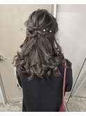 編み込みハーフアップ