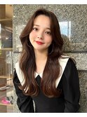 韓国くびれヘア/フェミニンロング/韓国ヘア/チェリーブラウン