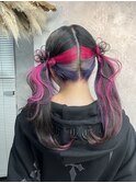 デザインカラーレイヤーウェットヘア夏のヘアアレンジオリーブ