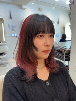 フレア(FLAiR) 10代20代ブリーチ必須個性派ルーツカラーレッドブラックスタイル