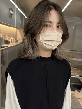 サイン 表参道(SIGN) 韓国ヘアーハッシュカットレイヤーカットグレージュブリーチ無し