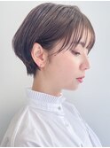 20代30代大人可愛い小顔ショート丸みショートボブマロンブラウン