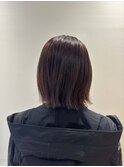 切りっぱなしボブ×ベージュブラウン