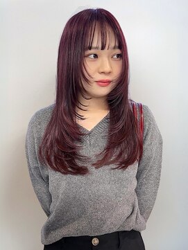 イロウ 天神大名店(IROW) カシスピンク レイヤーカット 顔周りレイヤー 20代