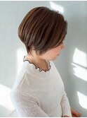 大人ショートヘア ショートボブ 前髪あり 透明感カラー