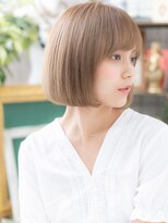 カバーヘア ブリス 川口(COVER HAIR bliss)&nbsp;斜めバング×シアーベージュ小顔前下がりボブb川口10代20代30代