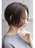 大人可愛い20代30代40代黒髪前下がりショートボブ丸みショート◎