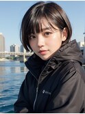 ブリーチなし大人可愛いマロンブラウン似合わせ耳かけボブ