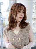 大人かわいい/外ハネミディアム/くびれカール/センター南