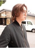 メンズボブウルフメンズミディアムレイヤーカットメンズウルフ