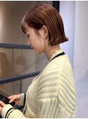 チョコレートブラウン 切りっぱなしボブ 美髪 外ハネ 前髪カット